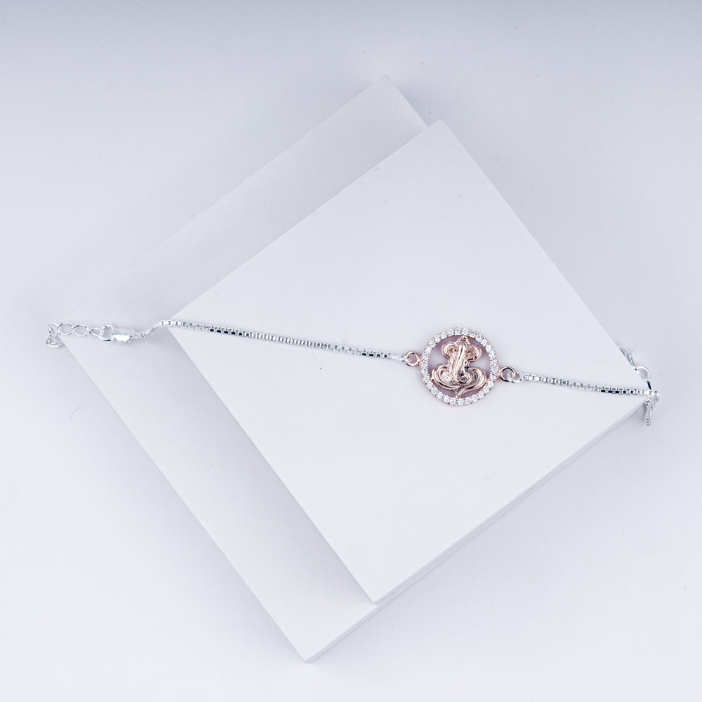 Circle of Blessings with 925 Sterling Silver – Ganesha CZ Rakhi Bracelet