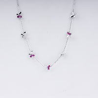 Fluttering Grace Butterfly Necklace in 925 Sterling Silver with CZ & Ruby Accents