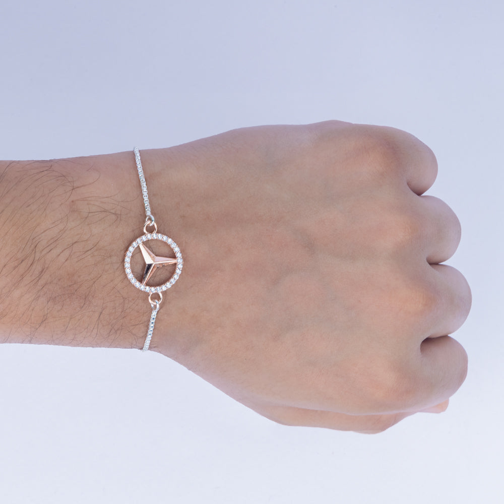 TriAura Rakhi – Rose Gold Accent in 925 Silver