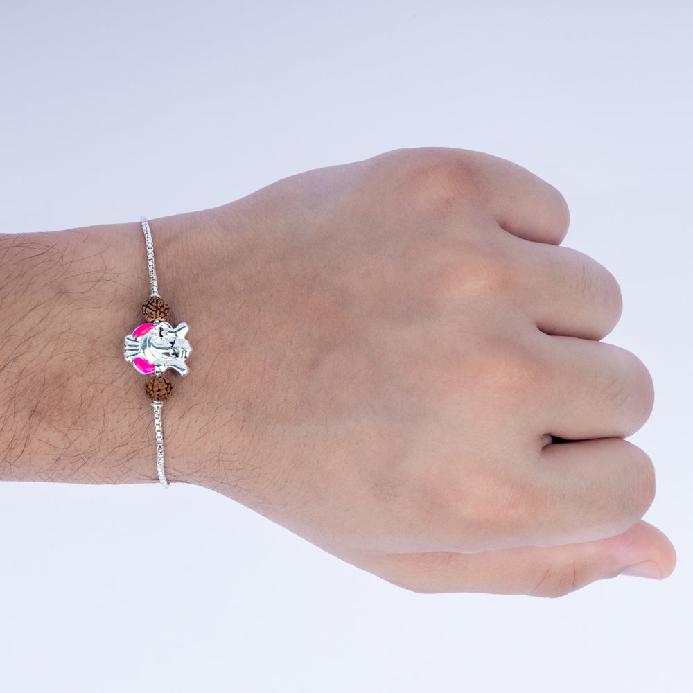 Ganpati Rudraksha Rakhi – Divine Blessings in 925 Sterling Silver
