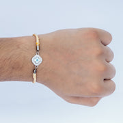 Sunny Side Up – 925 Silver Evil Eye Rakhi on Peach Twist