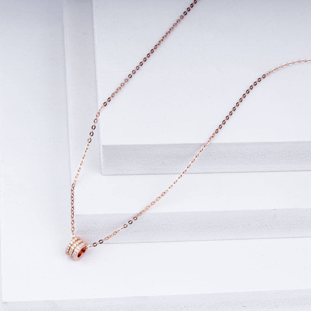Eternal Sparkle Pendant Necklace in 925 Sterling Silver with Rose Gold Plating