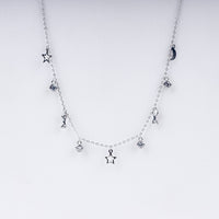 Starlit Dreams Necklace in 925 Sterling Silver with CZ Charms