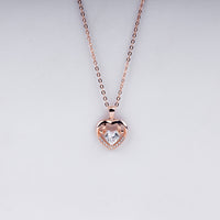 Eternal Love Heart Pendant Necklace in 925 Sterling Silver with Rose Gold Plating