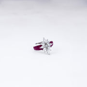 Botanical Cocktail Ring – 925 Silver, Adjustable Leaf Design