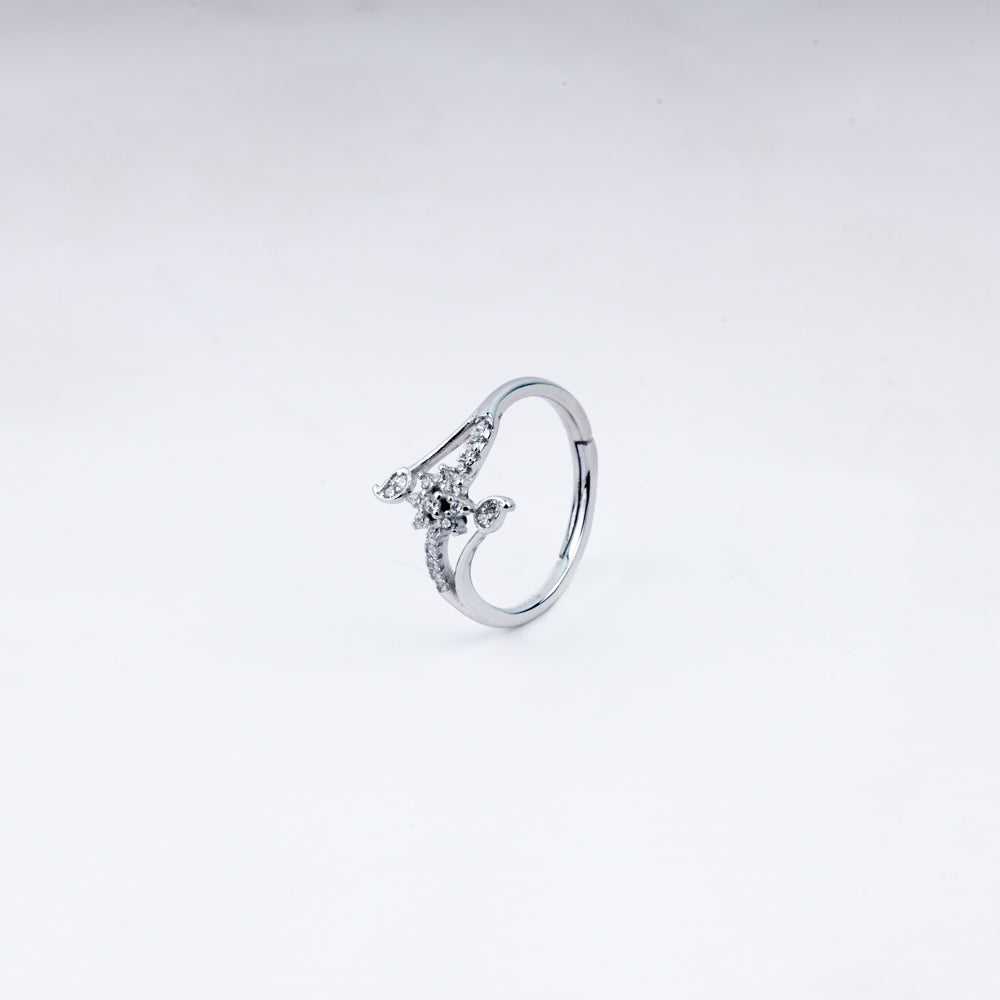 Petal Flow CZ Ring in 925 Sterling Silver – Adjustable Fit