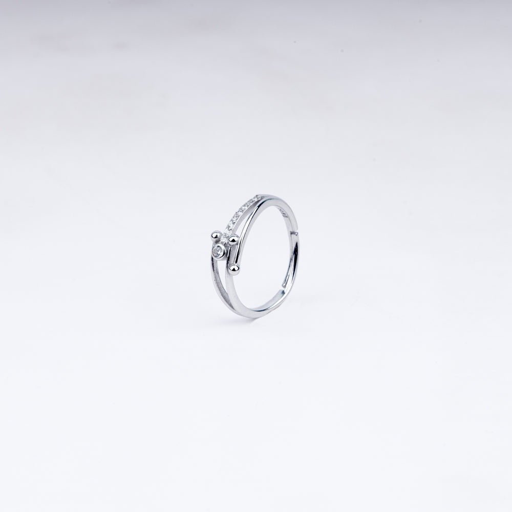 Orbit CZ Ring in 925 Sterling Silver – Adjustable Fit