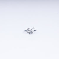 Blooming Heart CZ Ring in 925 Sterling Silver – Nature-Inspired Elegance, Adjustable