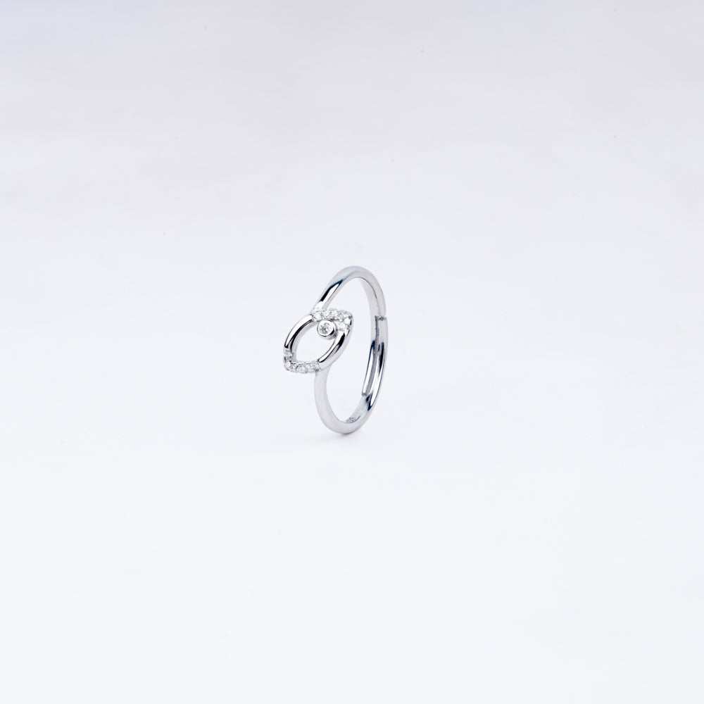 Luna Petal 925 Silver Open Marquise Ring