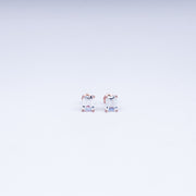 Elegant Baguette-Cut CZ Rose Gold Stud Earrings | 925 Sterling Silver