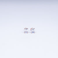 Elegant Baguette-Cut CZ Rose Gold Stud Earrings in 925 Sterling Silver