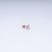 Elegant Baguette-Cut CZ Rose Gold Stud Earrings | 925 Sterling Silver