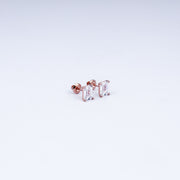 Elegant Baguette-Cut CZ Rose Gold Stud Earrings | 925 Sterling Silver