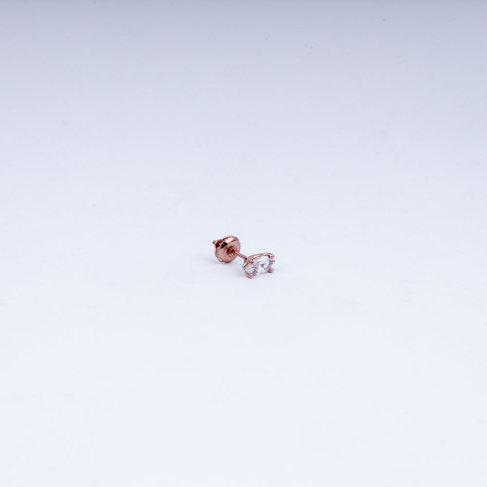 Vanika Oval Radiance CZ Stud Earrings | 925 Sterling Silver with Rose Gold Plating