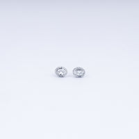 Oval Halo CZ Stud Earrings in 925 Sterling Silver