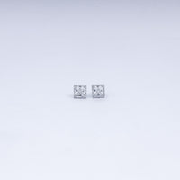 Princess-Cut Halo CZ Stud Earrings in 925 Sterling Silver