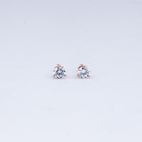 Trillion-Cut Solitaire CZ Stud Earrings in Rose Gold Plated 925 Sterling Silver
