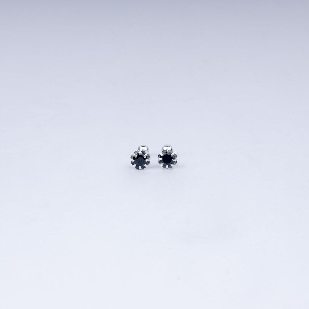 Vanika Midnight Black CZ Stud Earrings | 925 Sterling Silver