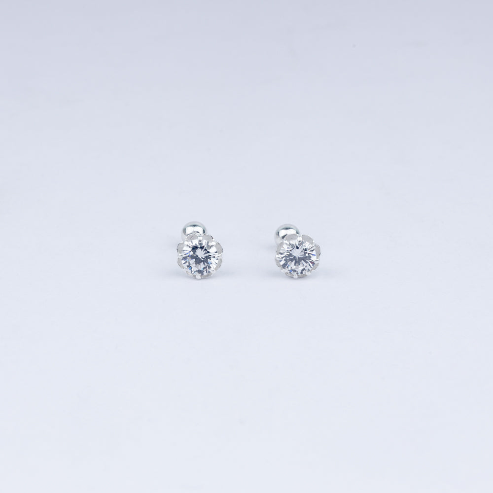 Vanika Radiant Floral Solitaire Studs in 925 Silver