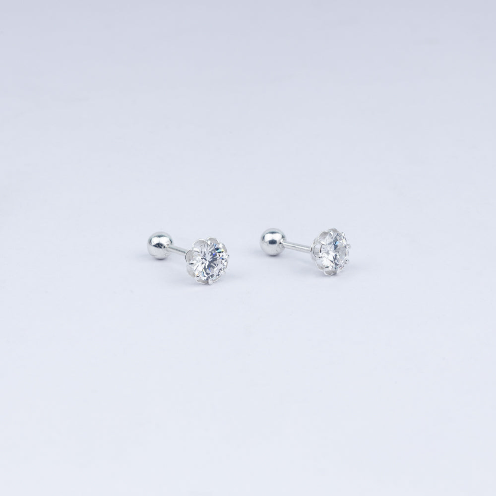 Vanika Radiant Floral Solitaire Studs in 925 Silver