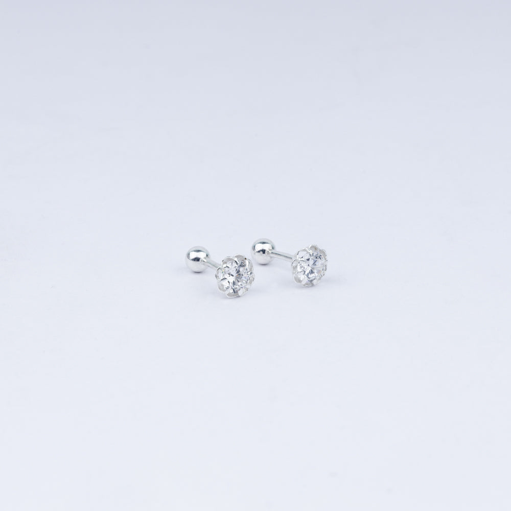 Vanika Radiant Floral Solitaire Studs in 925 Silver