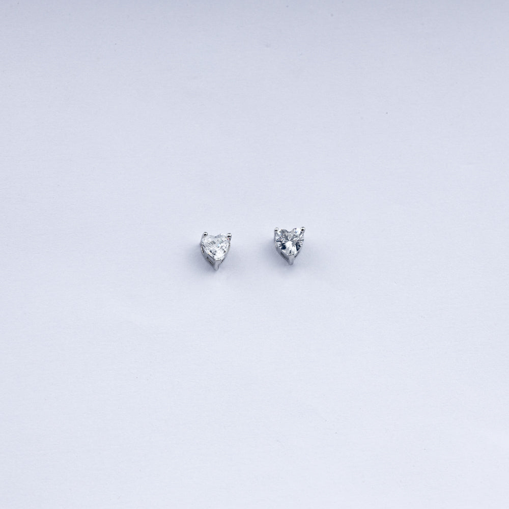 Vanika Classic Heart Solitaire CZ Stud Earrings in 925 Sterling Silver
