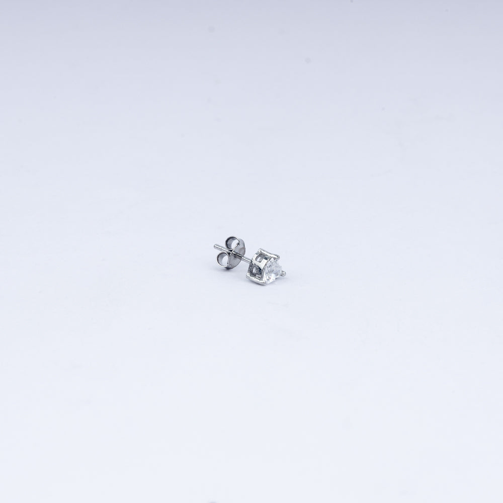 Vanika Classic Heart Solitaire CZ Stud Earrings in 925 Sterling Silver