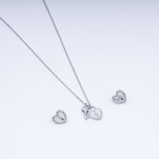 Heart Lock Zircon Necklace Set In 925 Sterling Silver