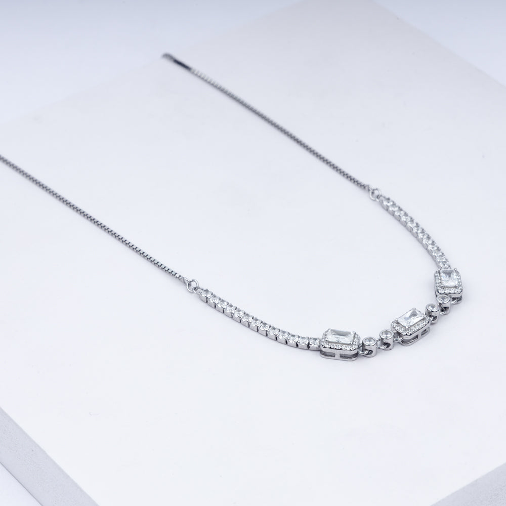 Stone Studded Zircon Necklace Set In 925 Sterling Silver