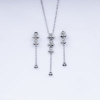 Floral Cascade Necklace & Earrings Set in 925 Sterling Silver with CZ Accents