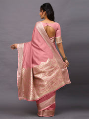 Blush Linen Blend Pink Designer Saree with Blouse Piece