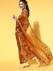 Amber Luxe Organza Embroidered Saree with Blouse Piece