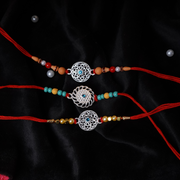 925 Silver Rakhi Set with Floral Motifs – (Pack of 3)