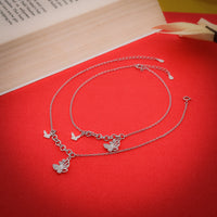Ravishing Butterfly Charm Anklet in 925 Sterling Silver - Vanika 