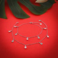 Evergreen Leafy Charm Anklet In 925 Sterling Silver - Vanika 