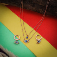 Blue & White Zircon Evil Eye Necklace Set In 925 Sterling Silver - Vanika 