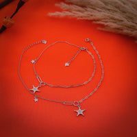 Sparkling Starstruck Anklet In 925 Sterling Silver - Vanika 