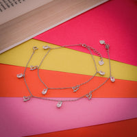 Stone Studded Love Anklets In 925 Sterling Silver - Vanika 