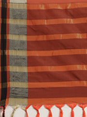 Aura Silk Orange WovenDesign DesignerSaree With Blouse Piece