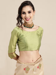 Ivory Aura Silk Blend Cream Woven Saree with Blouse Piece