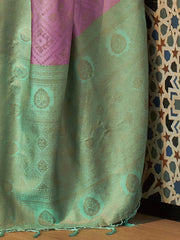 Lavender Luxe Silk Blend Handloom Saree with Blouse Piece