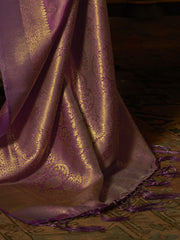Royal Orchid Silk Blend Purple Handloom Saree with Blouse Piece
