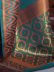 Turquoise Dream Silk Blend Handloom Saree with Blouse Piece