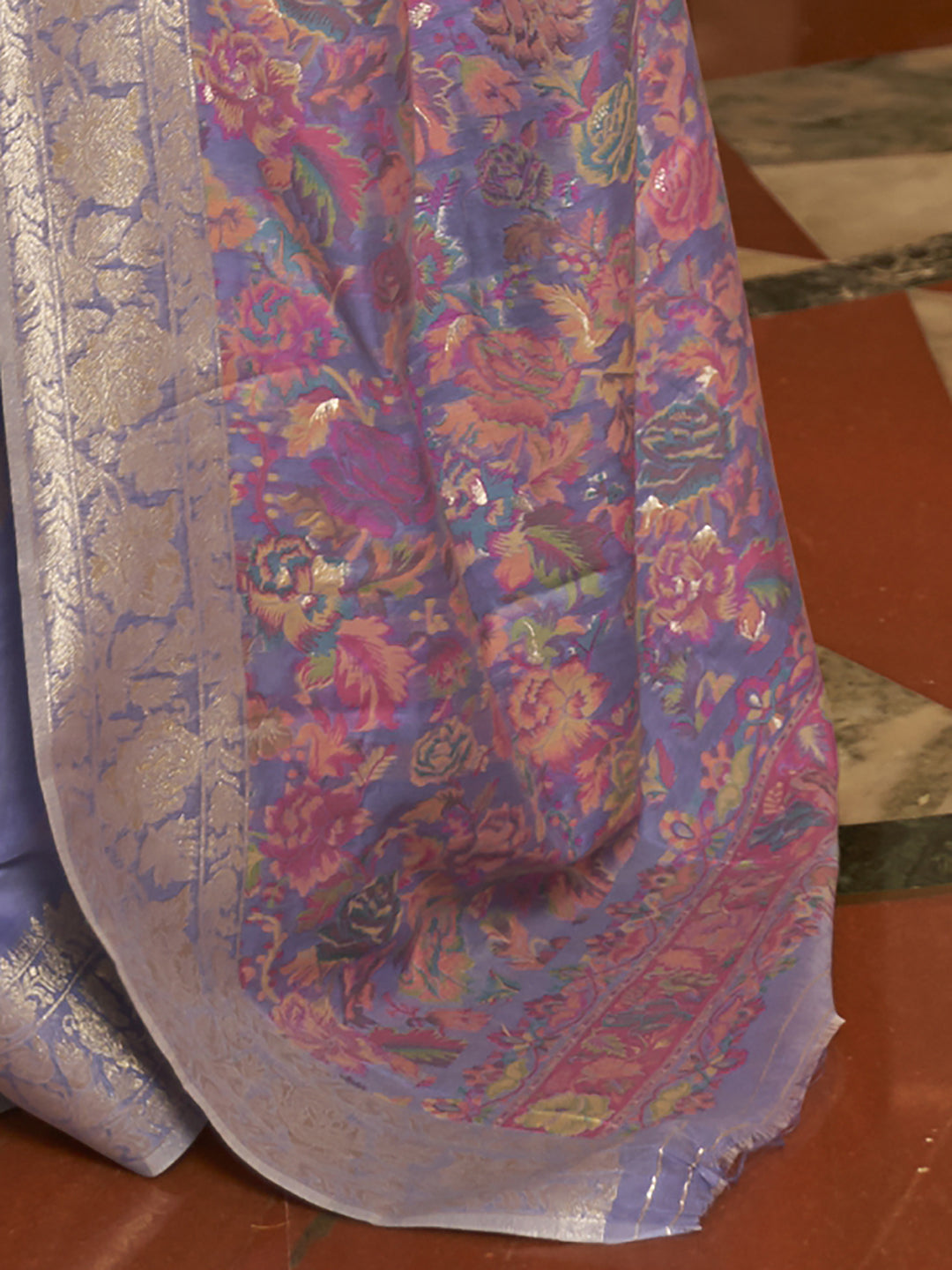 Lilac Whisper Silk Blend Lavender Designer Saree with Blouse Piece