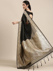 Midnight Charm Modal Black Woven Saree with Blouse Piece