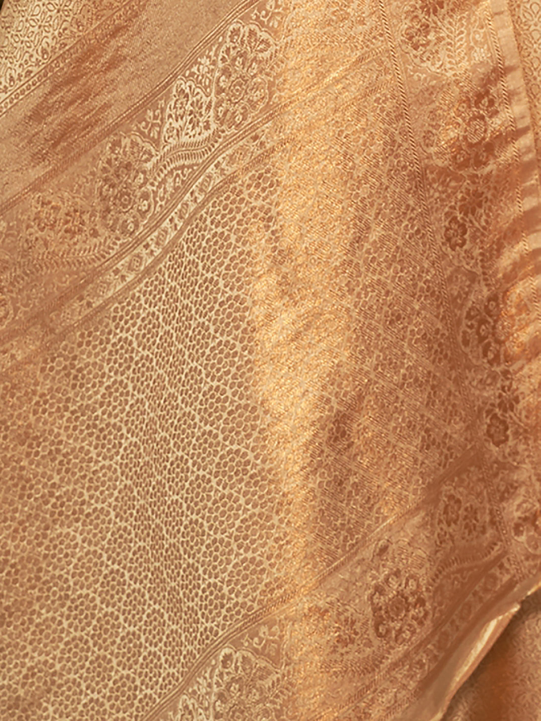 Golden Glow Nylon Satin Cream Designer Saree with Blouse Piece