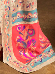 Ivory Grace Modal Cream Woven Saree with Blouse Piece