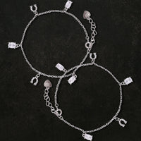 Dazzling Drop Charm Anklet In 925 Sterling Silver - Vanika 