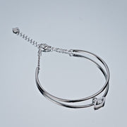 Eternal Gaze Evil Eye Zircon Adjustable Bracelet In 925 Sterling Silver