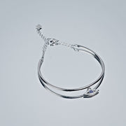 Evil Eye Zircon Blue Stone Studded Adjustable Bracelet In 925 Sterling Silver